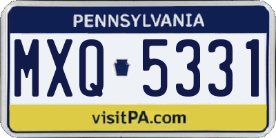 PA license plate MXQ5331