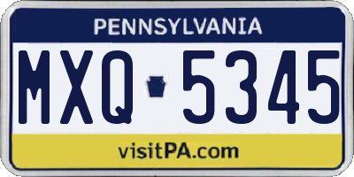 PA license plate MXQ5345
