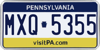 PA license plate MXQ5355