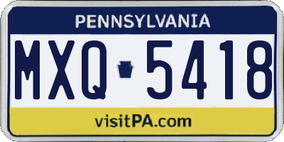 PA license plate MXQ5418