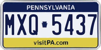 PA license plate MXQ5437