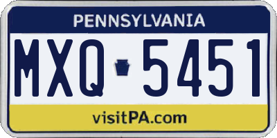 PA license plate MXQ5451