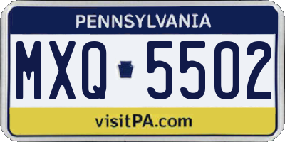PA license plate MXQ5502