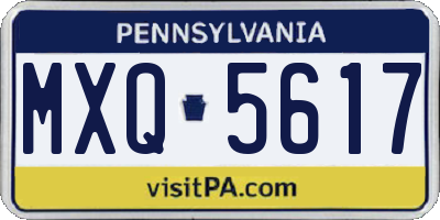 PA license plate MXQ5617