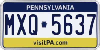 PA license plate MXQ5637