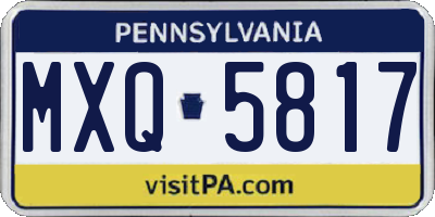PA license plate MXQ5817