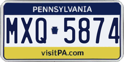 PA license plate MXQ5874
