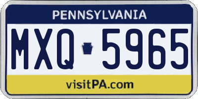 PA license plate MXQ5965