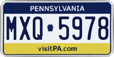 PA license plate MXQ5978