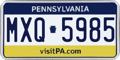 PA license plate MXQ5985