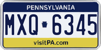 PA license plate MXQ6345