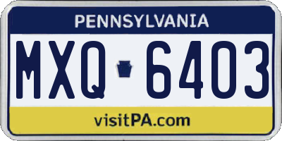 PA license plate MXQ6403