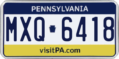 PA license plate MXQ6418