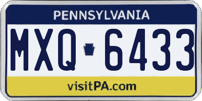 PA license plate MXQ6433