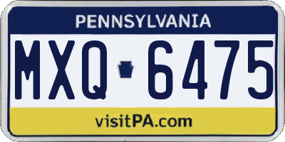 PA license plate MXQ6475