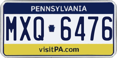 PA license plate MXQ6476