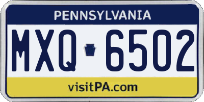 PA license plate MXQ6502