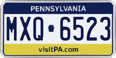 PA license plate MXQ6523