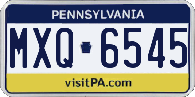PA license plate MXQ6545