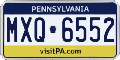 PA license plate MXQ6552