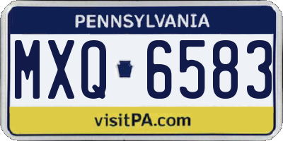 PA license plate MXQ6583