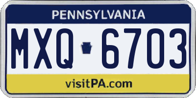 PA license plate MXQ6703