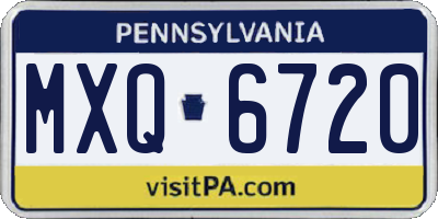 PA license plate MXQ6720