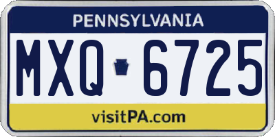 PA license plate MXQ6725