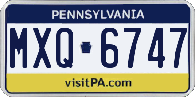 PA license plate MXQ6747