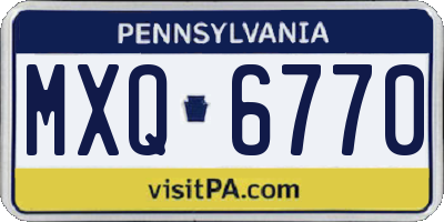PA license plate MXQ6770