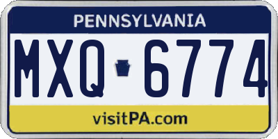PA license plate MXQ6774