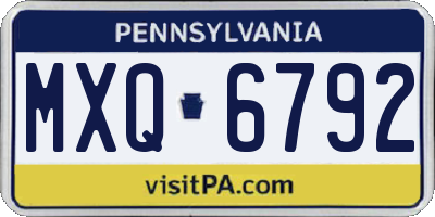 PA license plate MXQ6792