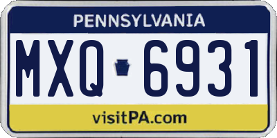 PA license plate MXQ6931