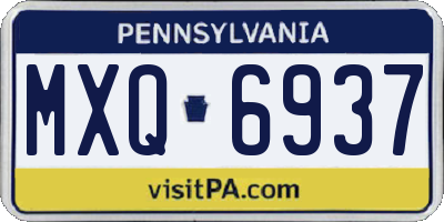 PA license plate MXQ6937