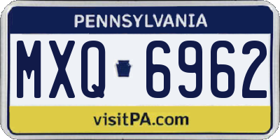 PA license plate MXQ6962