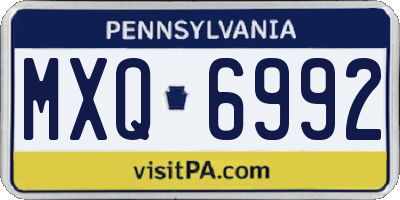 PA license plate MXQ6992