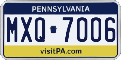 PA license plate MXQ7006