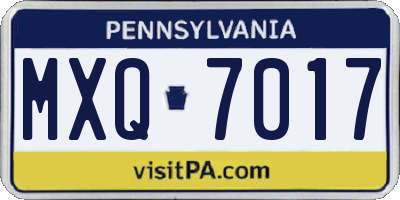 PA license plate MXQ7017