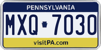 PA license plate MXQ7030