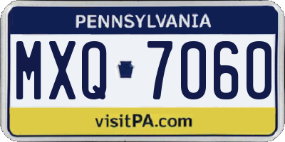 PA license plate MXQ7060