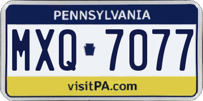 PA license plate MXQ7077