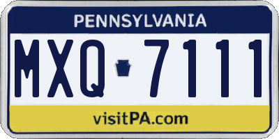 PA license plate MXQ7111