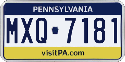 PA license plate MXQ7181