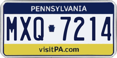 PA license plate MXQ7214