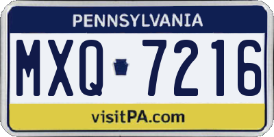 PA license plate MXQ7216