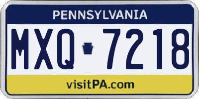 PA license plate MXQ7218