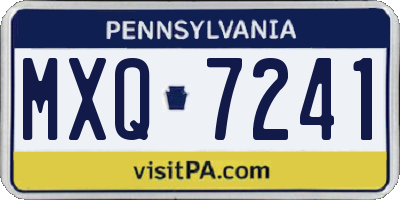 PA license plate MXQ7241