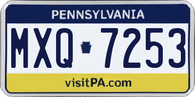 PA license plate MXQ7253
