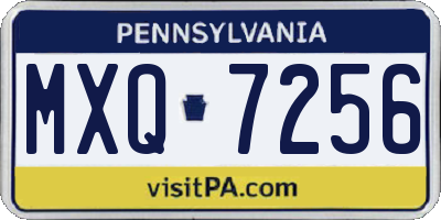 PA license plate MXQ7256