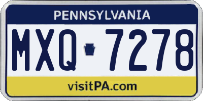 PA license plate MXQ7278